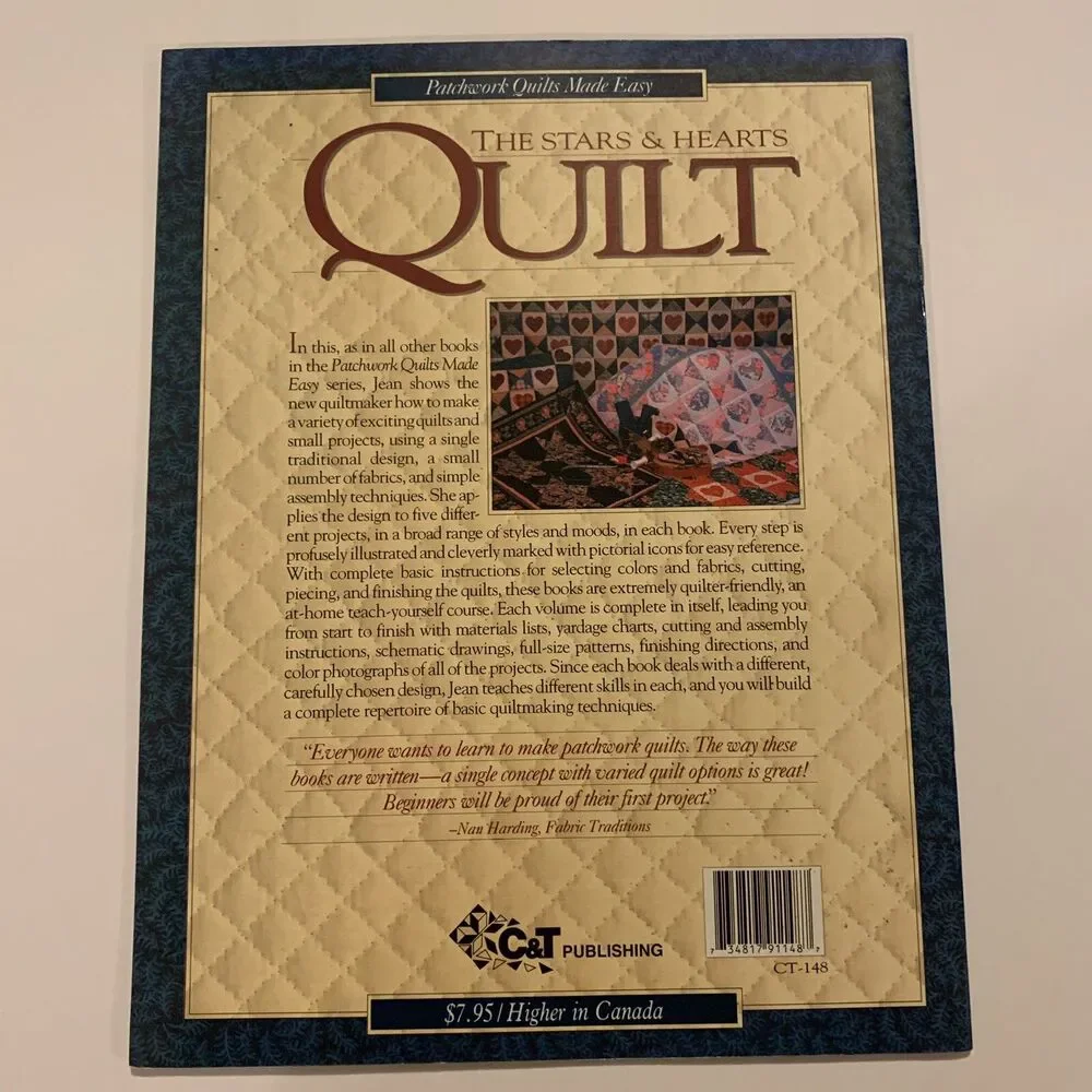 Stars Hearts Quilt Patchwork Book Jean Wells Pattern CT-148 Easy